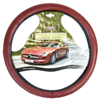 Κάλυμμα Τιμονιού Αυτοκινήτου Δερματίνη Με Γαζιά Κόκκινο Medium 38cm